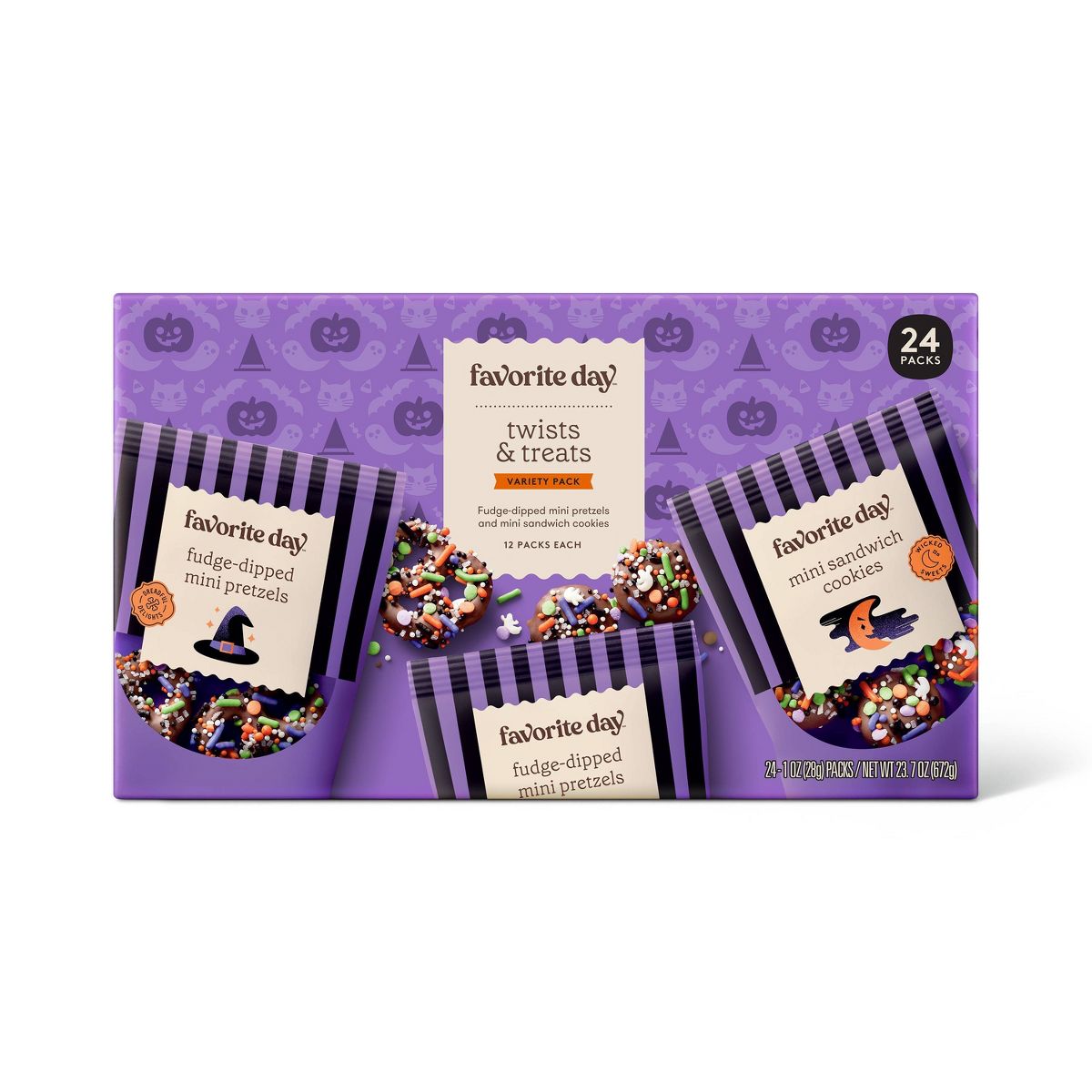 Halloween Enrobed Mini Pretzels and Sandwich Cookies Variety Pack - 24ct - Target Favorite Day