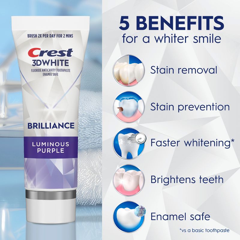 Crest 3D White Brilliance Luminous Purple Toothpaste 4.6oz