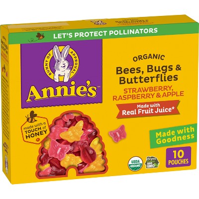 Annie's Organic Bees, Bugs & Butterflies Strawberry, Raspberry & Apple Fruit Sna