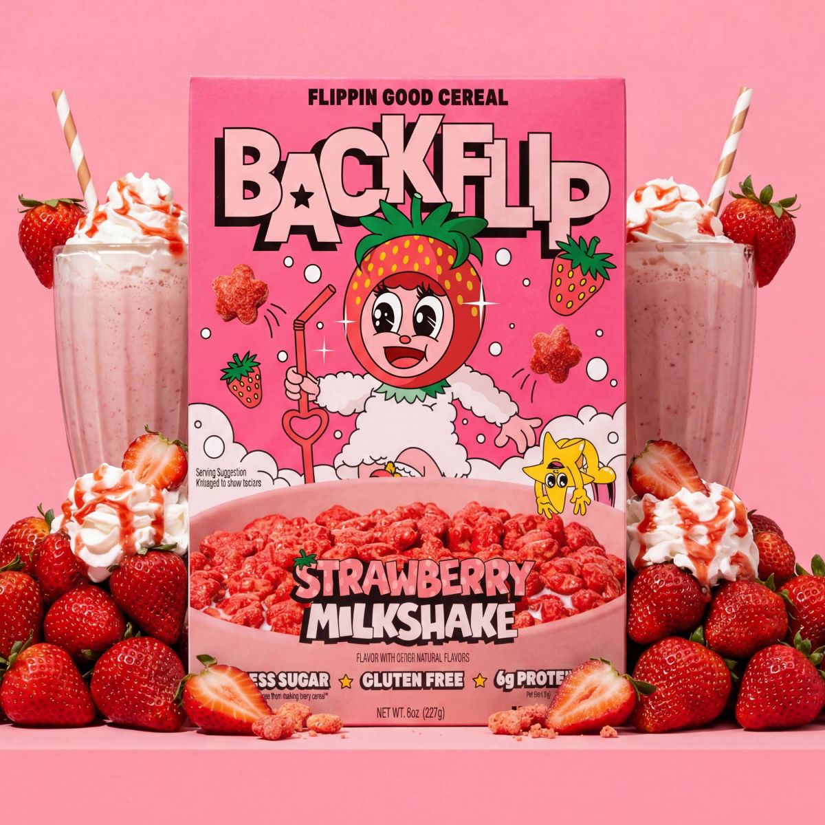Backflip Strawberry Milk Shake Breakfast Cereal - 8oz