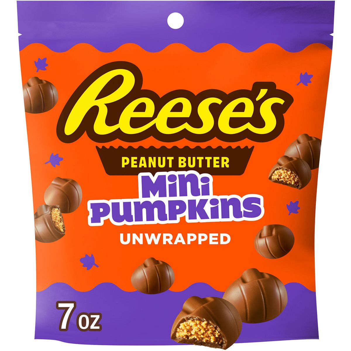 Reese's Mini Peanut Butter Pumpkins Halloween Candy Pouch - 7oz