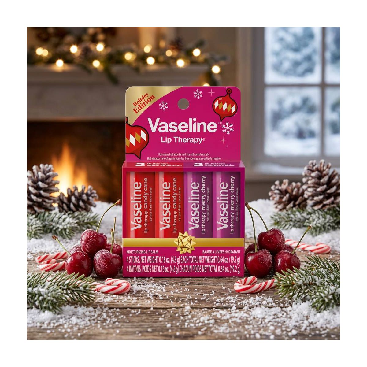 Vaseline Holiday Limited Edition Lip Therapy Stick - Flavors Collection - 4pk