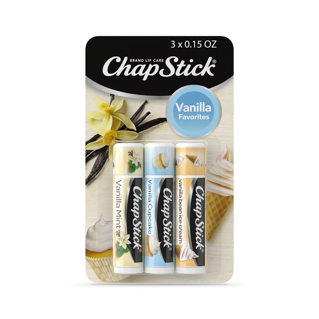 ChapStick Vanilla Favorites Lip Balm Trio – Vanilla Mint, Cupcake & Bean Ice Cream