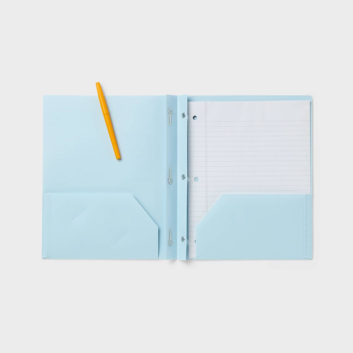 Poly Number 2 Pocket Plastic Folder with Prongs Pastel Blue - up&up™