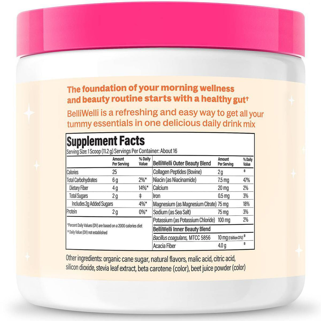 BelliWelli Daily Fiber Supplement - Peach Mango