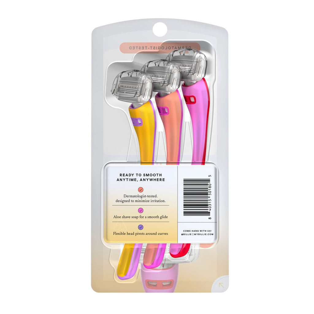 Billie Sunburst Mix Women 3 Blade Disposable Razor - 3ct