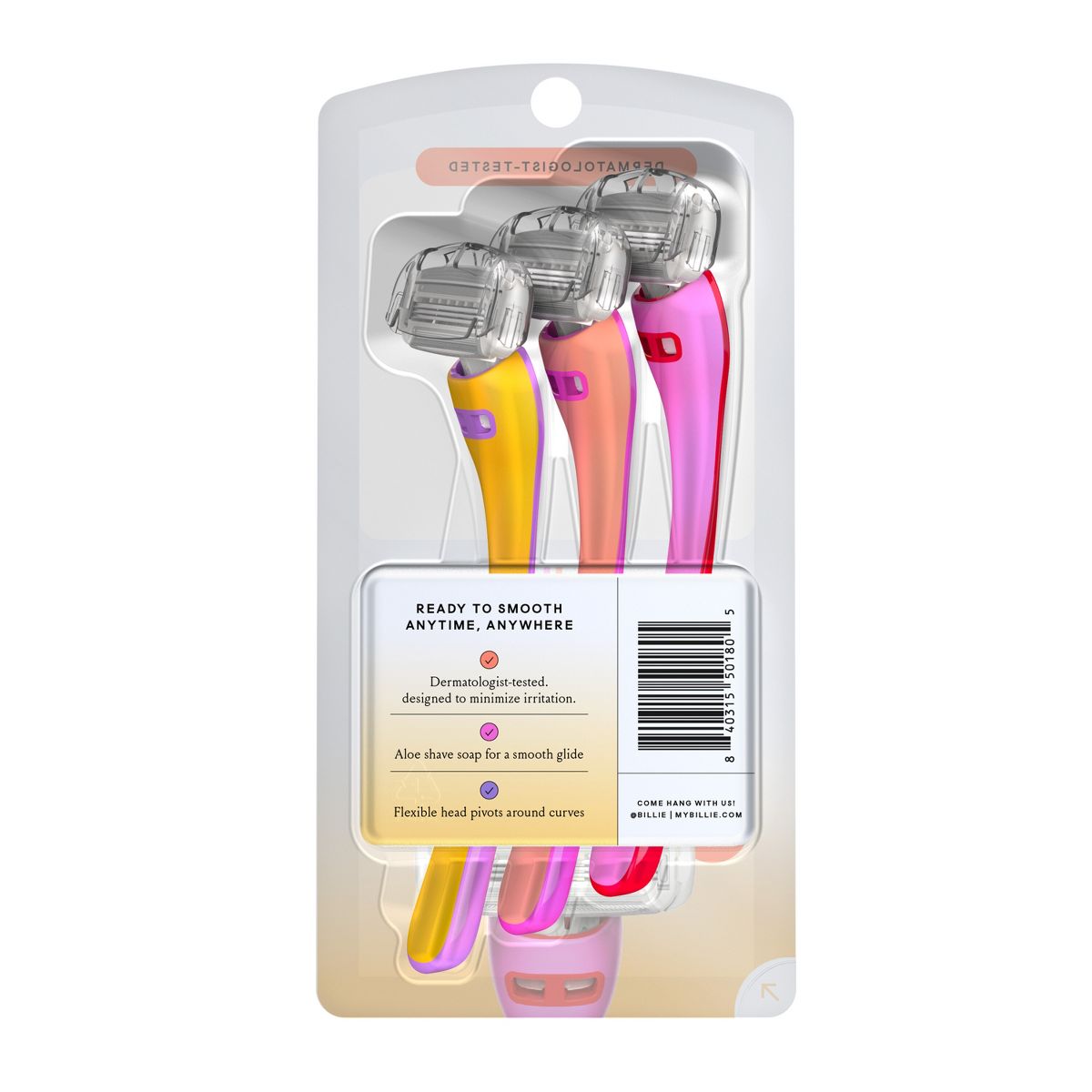 Billie Sunburst Mix Women 3 Blade Disposable Razor - 3ct