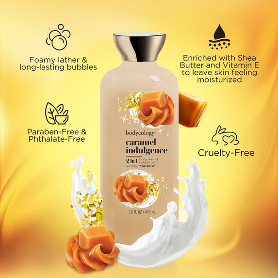 Bodycology 2-in-1 Body Wash & Bubble Bath, Caramel Indulgence, 16 fl oz