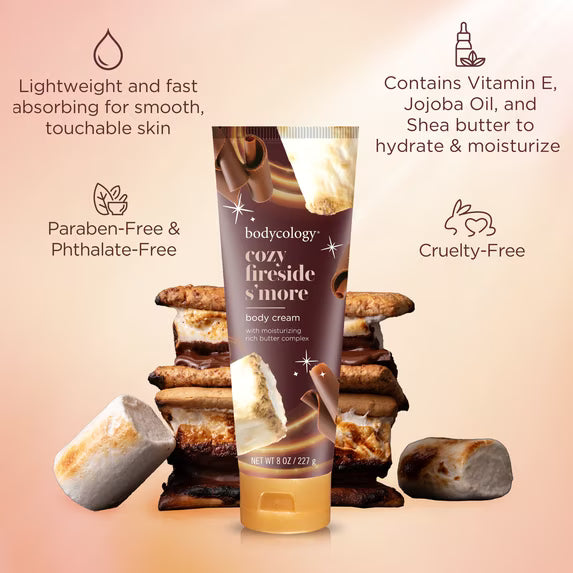 Bodycology Cozy Fireside S'more Shea Butter Body Cream, 8 oz