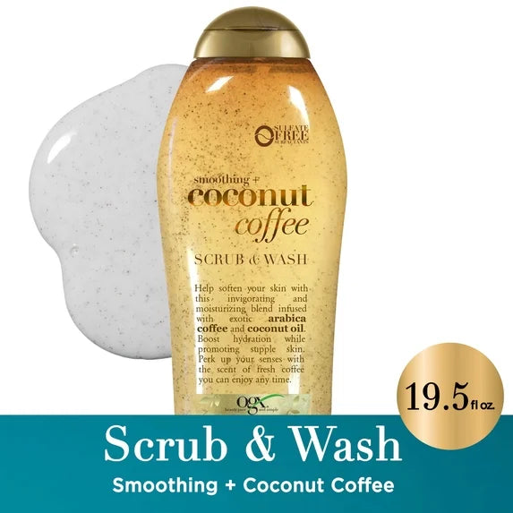 OGX Smoothing + Coconut Coffee Exfoliating Body Scrub, 19.5 Fl oz