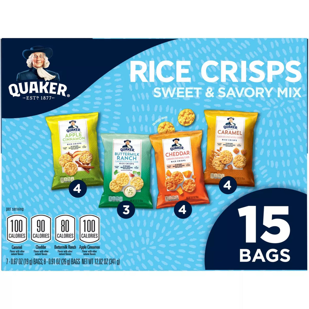 Quaker Sweet & Savory Mix Gluten Free Popped Rice Crisps Variety pack - 12.02oz/15ct