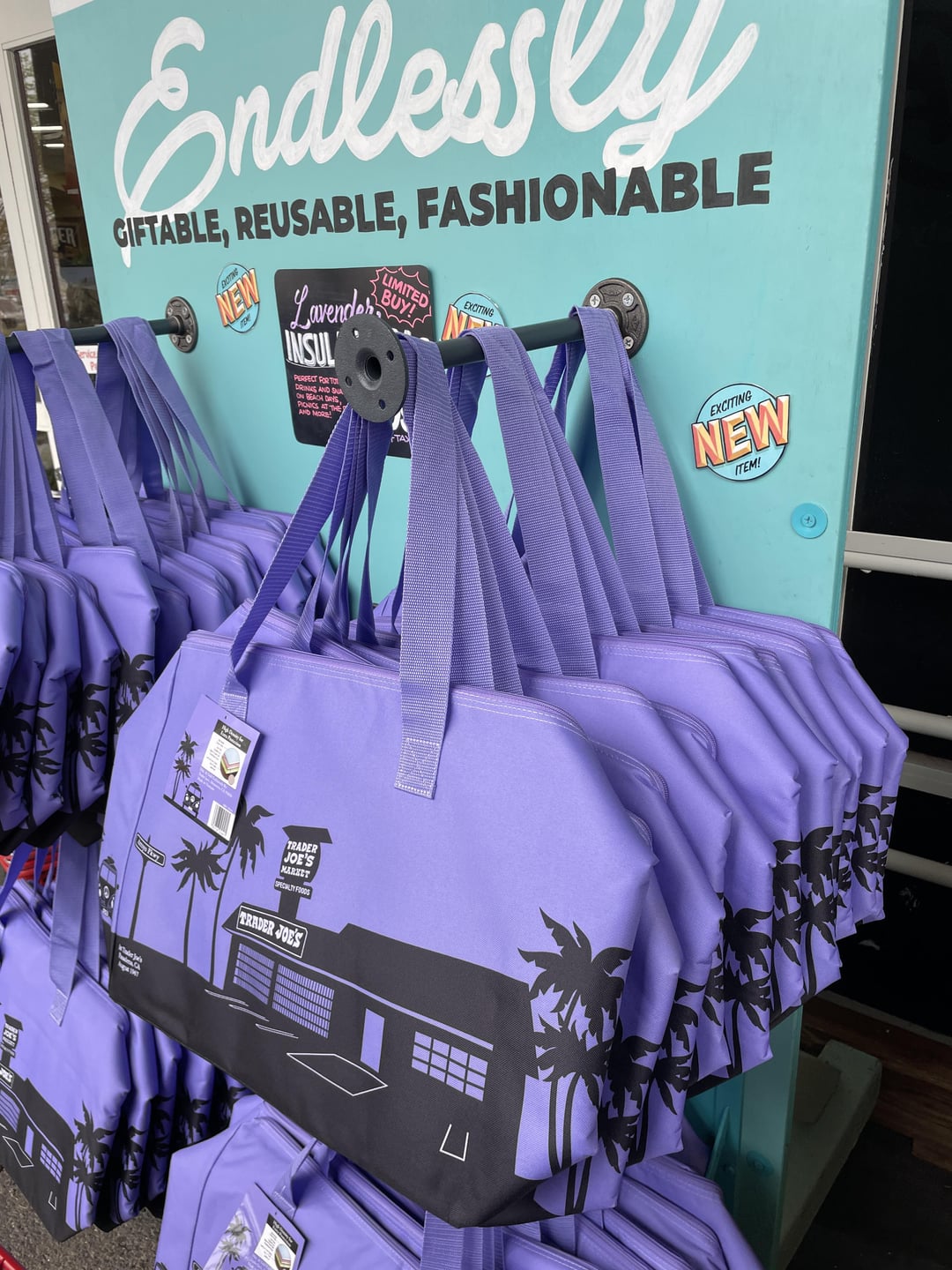 Trader Joe's Dusty Large Lavender Insulated Cooler Tote