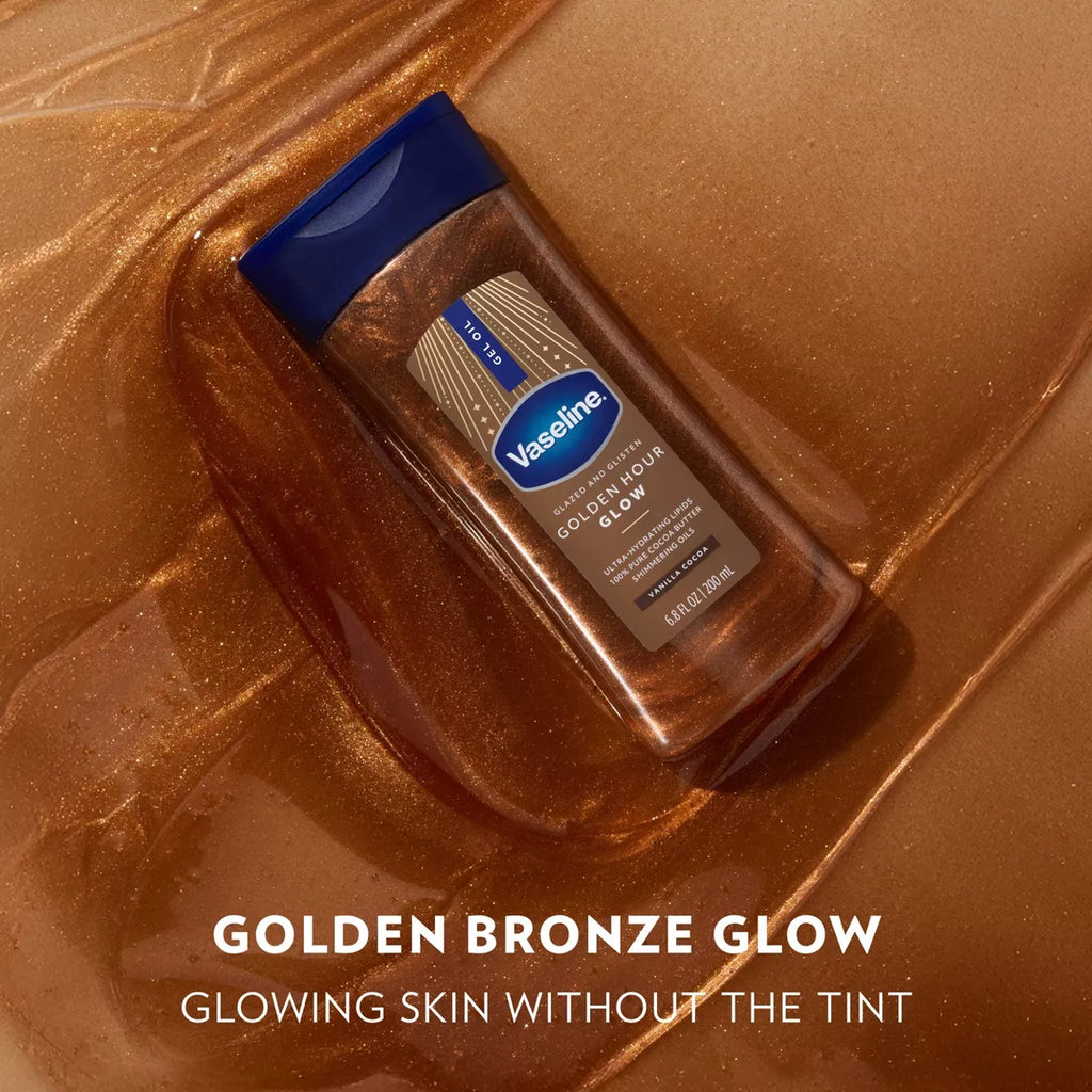 Vaseline Glazed & Glisten Vanilla Cocoa Shimmering Gel Body Oil - Golden Hour