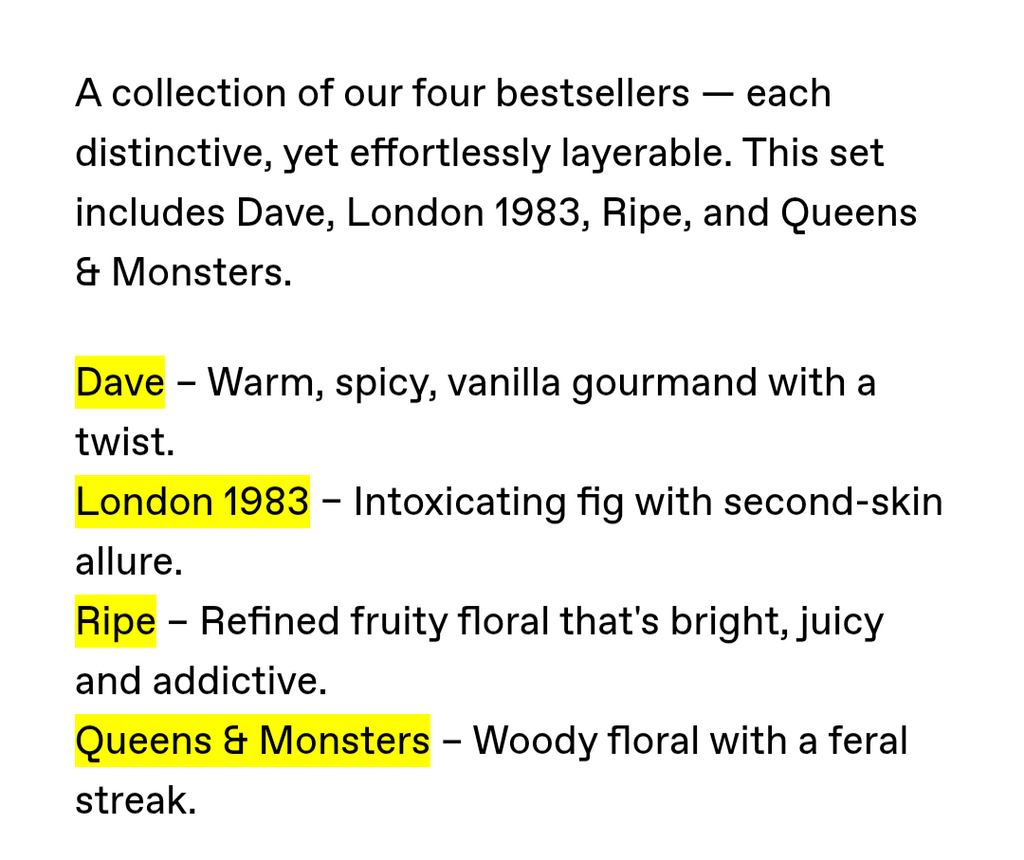 Bestsellers Discovery Set - 4 Piece (includes London 1983, Ripe, Dave, and Q&M)