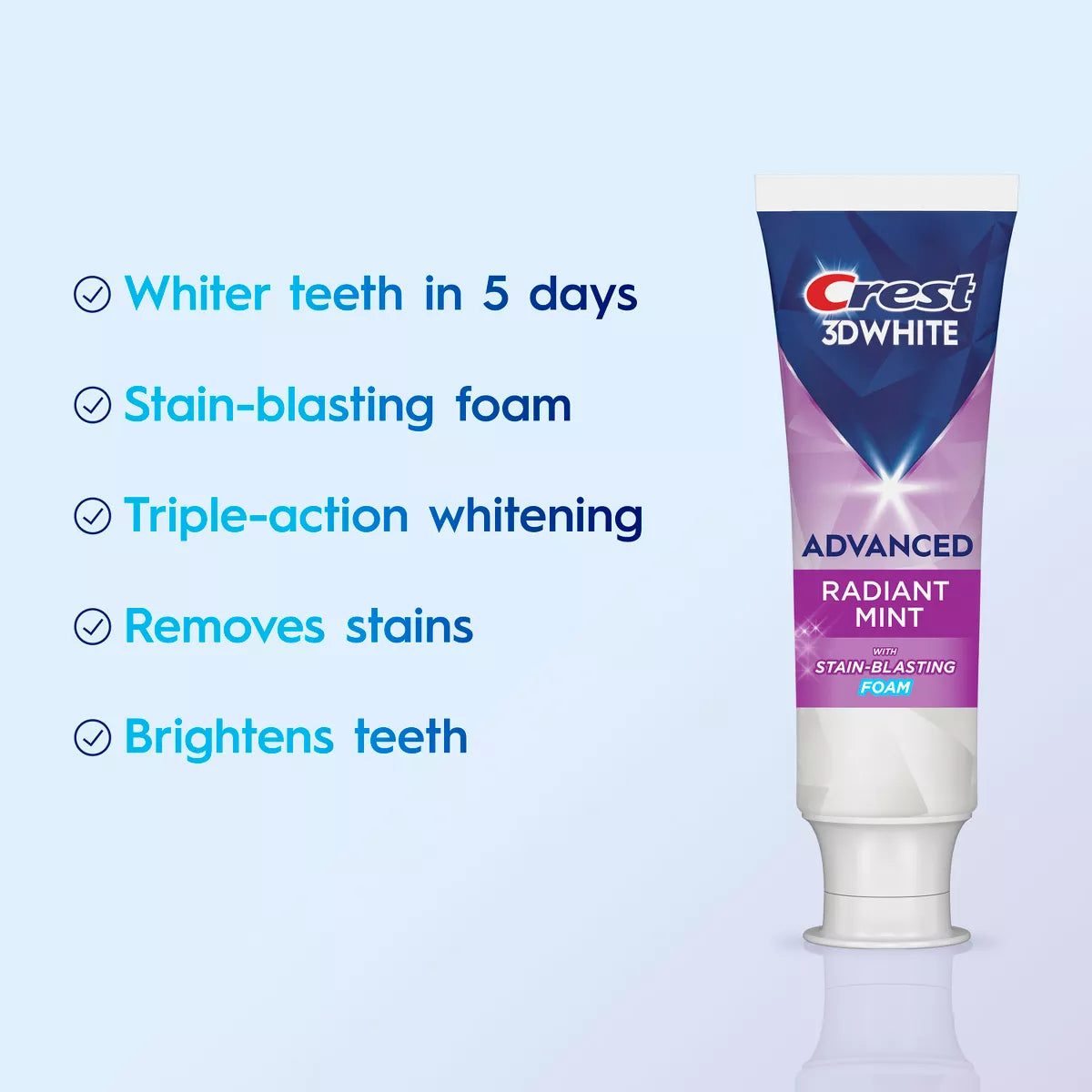 Crest 3D White Advanced Travel Size Fluoride Whitening Toothpaste - Radiant Mint
