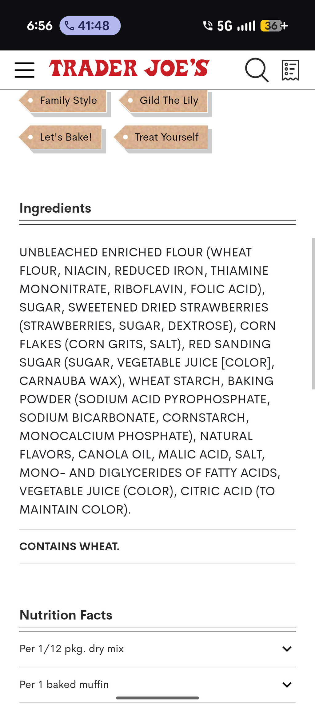 Trader Joe's Strawberry Corn Flake Cake Muffin Loaf Cake Mix