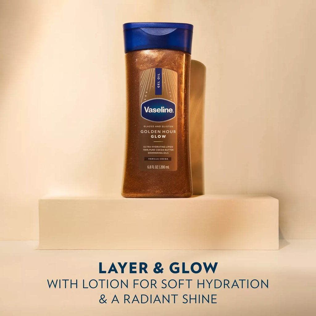 Vaseline Glazed & Glisten Vanilla Cocoa Shimmering Gel Body Oil - Golden Hour