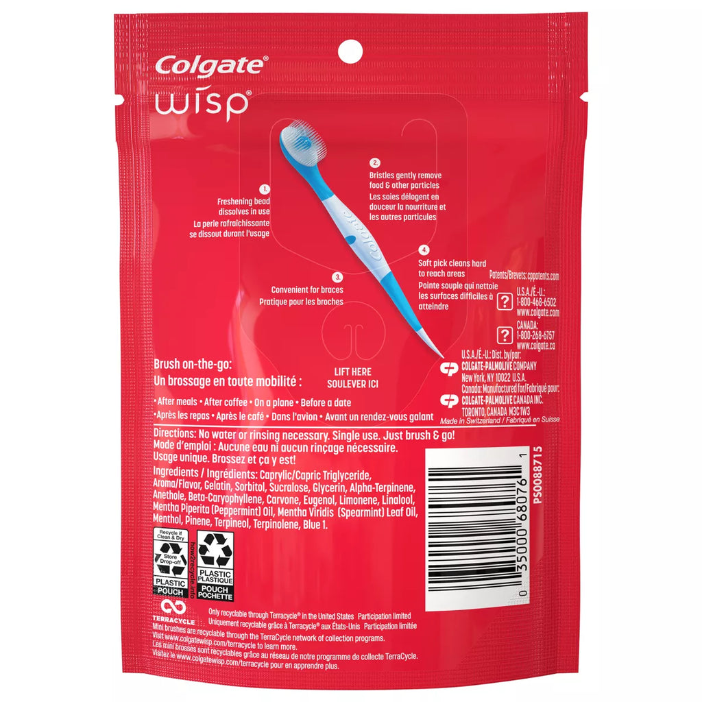Colgate Max Fresh Wisp Disposable Travel Toothbrushes - Mini - Peppermint -24ct