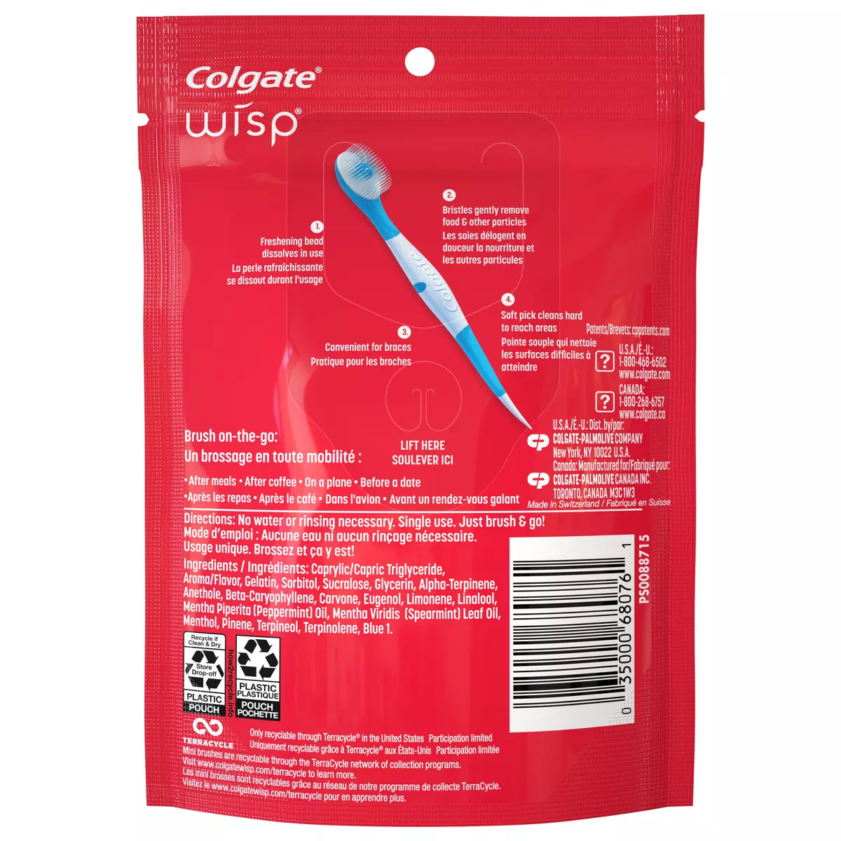 Colgate Max Fresh Wisp Disposable Travel Toothbrushes - Mini - Peppermint -24ct