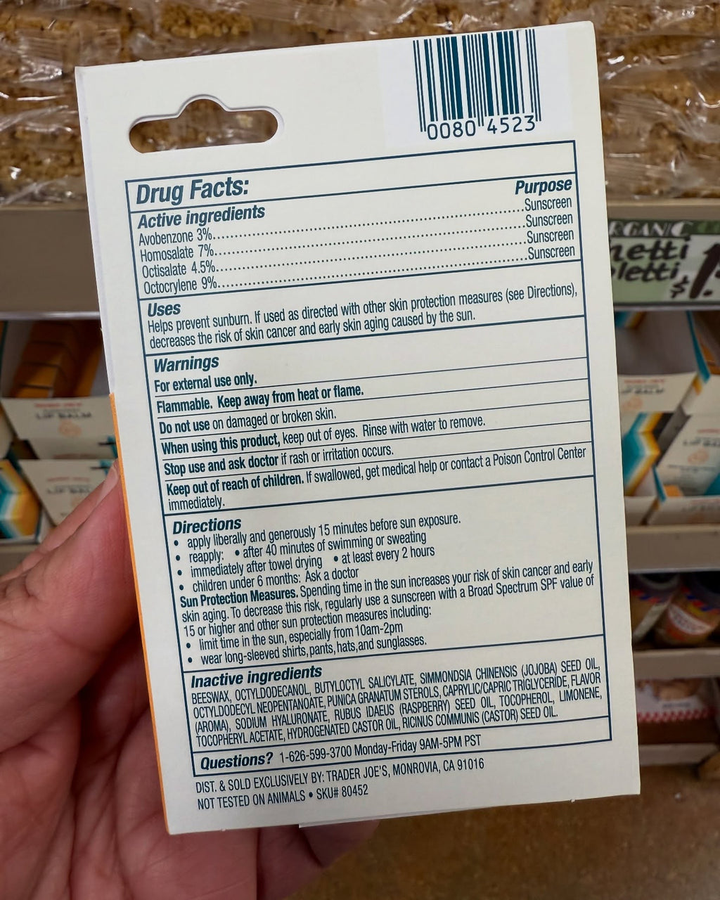 Trader Joe's Sunscreen Lip Balm SPF 30