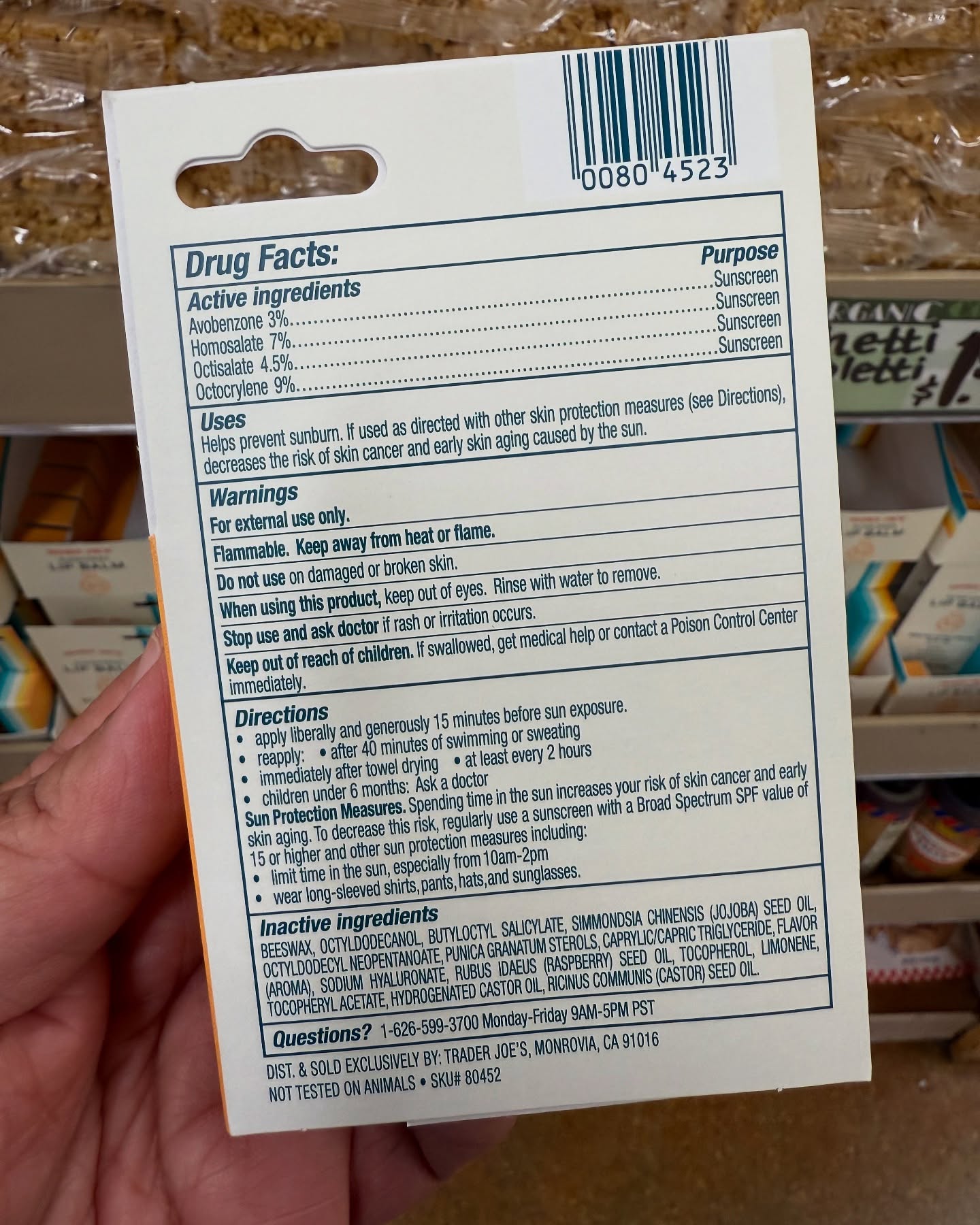 Trader Joe's Sunscreen Lip Balm SPF 30