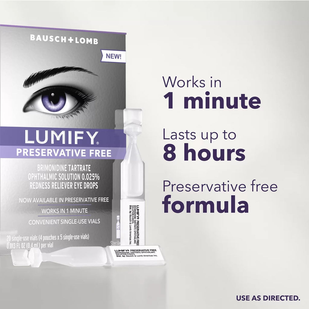 Lumify Eye Drops for Redness Relief - Preservative Free - 8ml/20ct