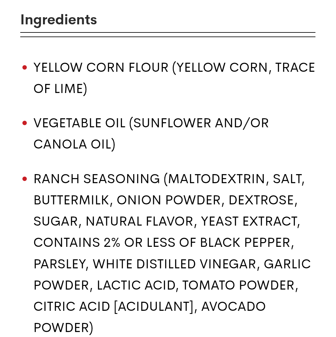 Trader Joe's Ranch Flavored Rolled Corn Tortilla Chips