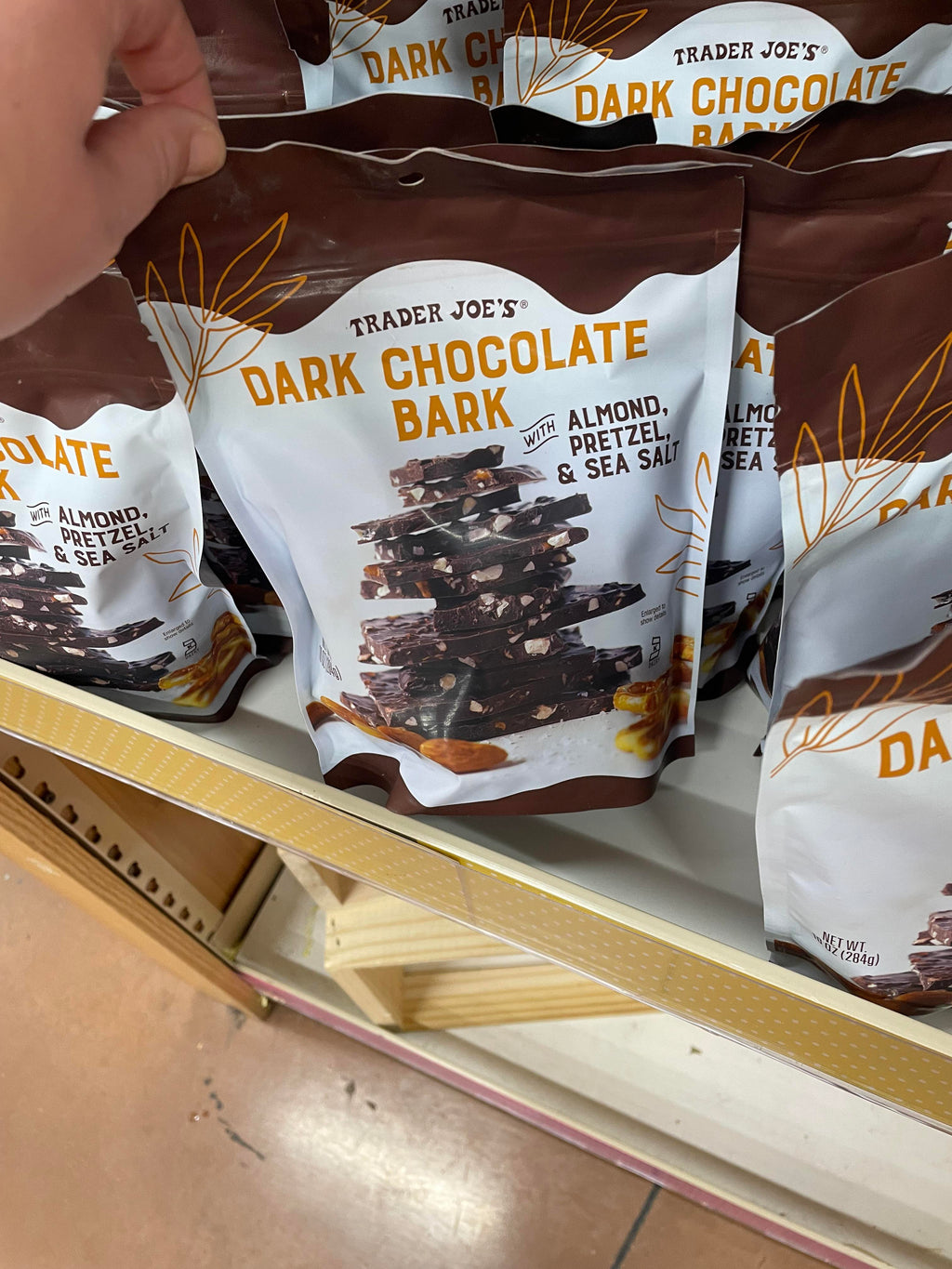 Trader Joe's Dark Chocolate Bark with Almond Pretzel Sea Salt