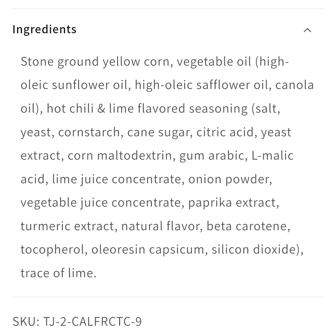 Trader Joe's Chili Lime Flavored Rolled Corn Tortilla Chips