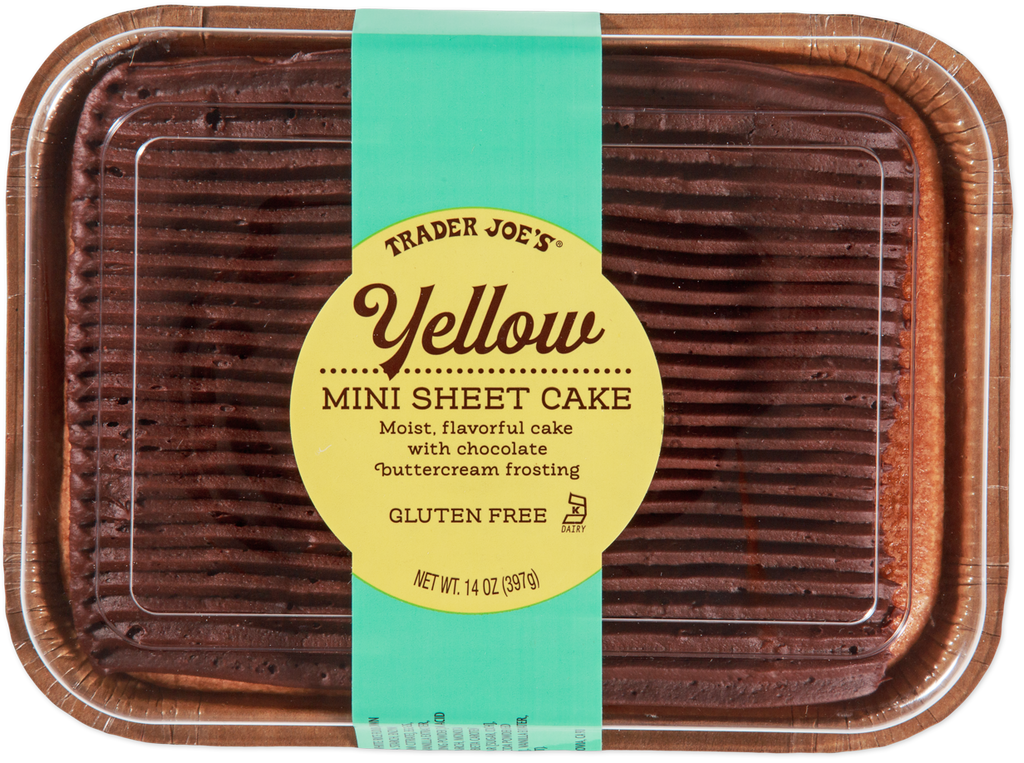 Trader Joe's Mini Sheet Cake - Yellow Gluten Free with Chocolate Frosting