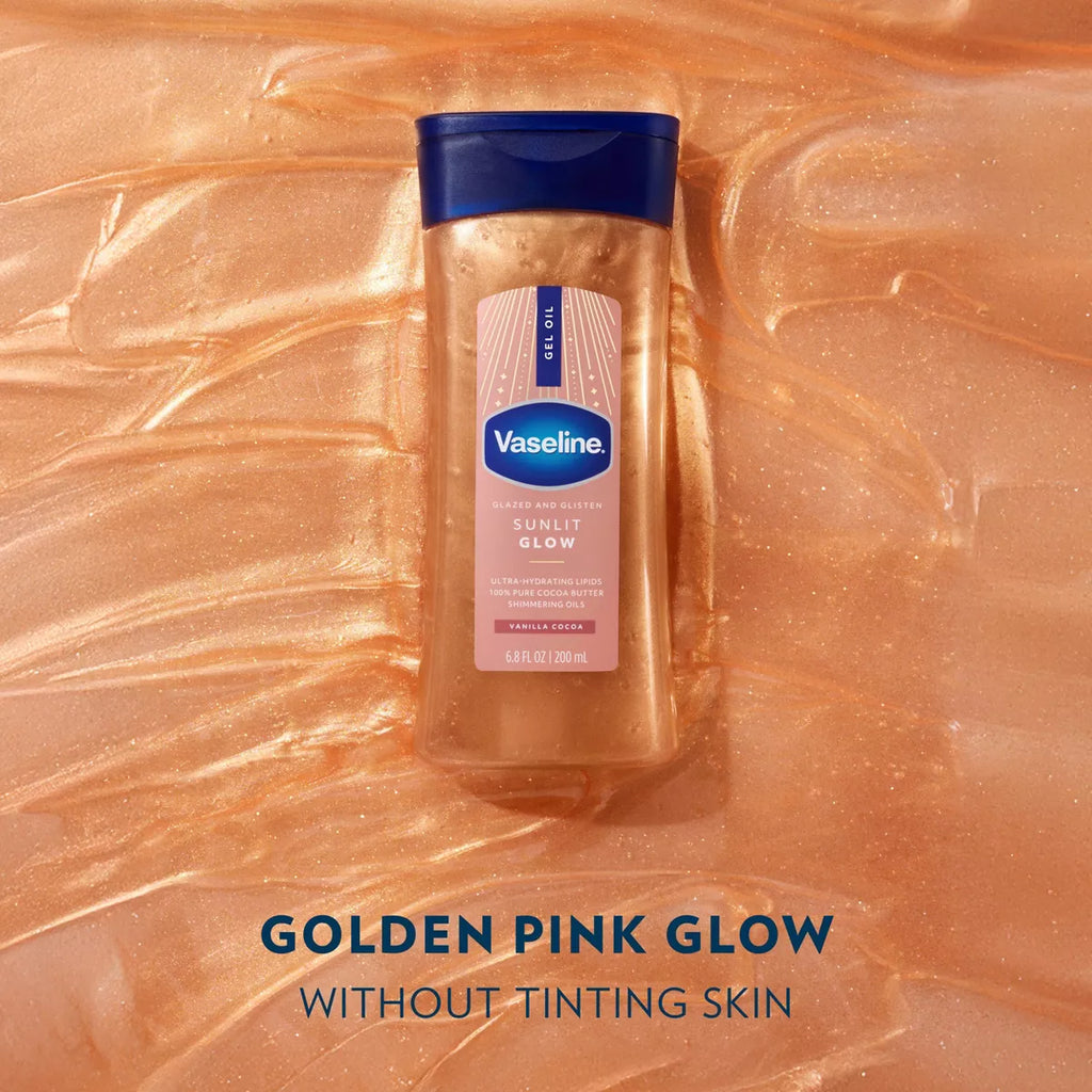 Vaseline Glazed & Glisten Vanilla Cocoa Shimmering Gel Body Oil - Sunlit Glow