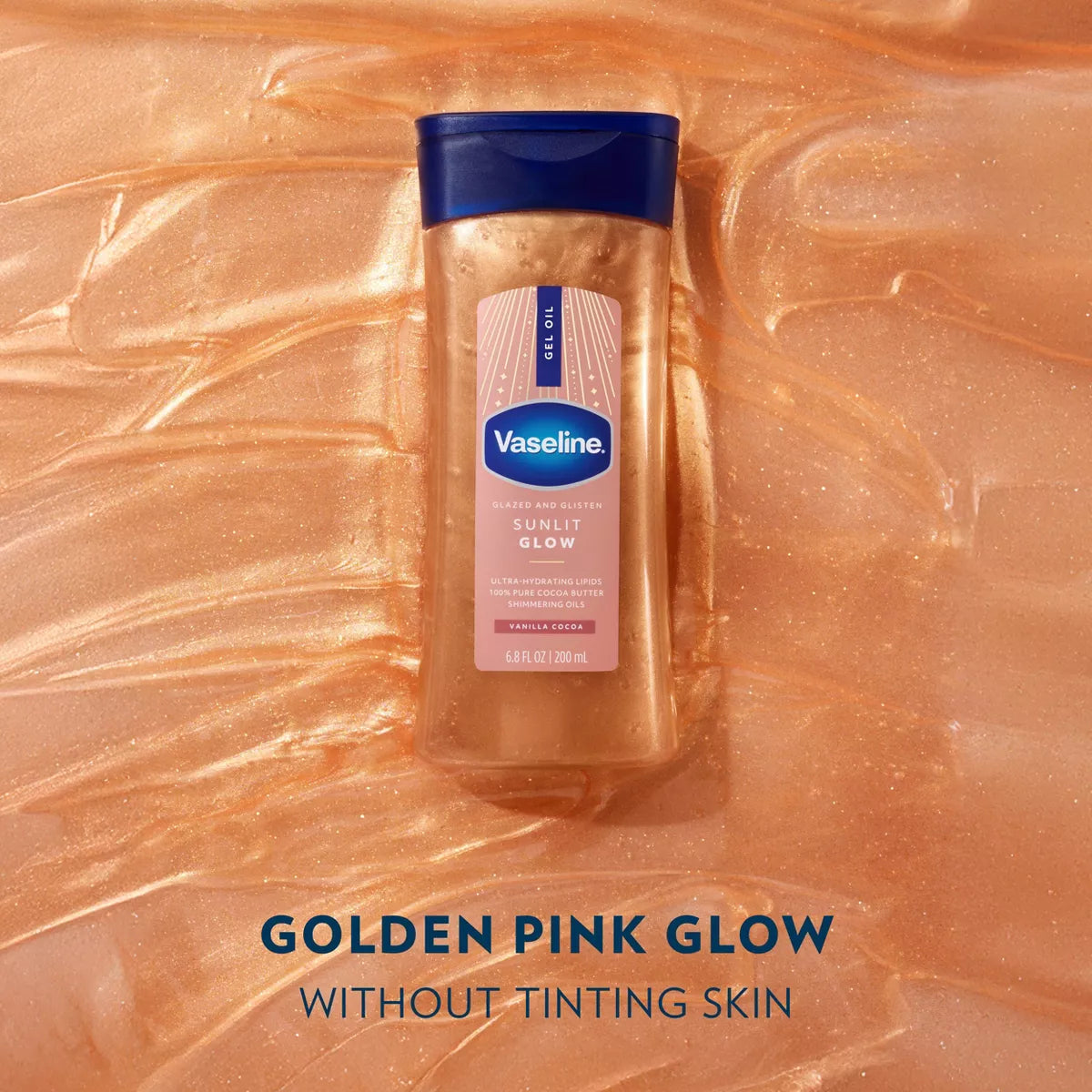 Vaseline Glazed & Glisten Vanilla Cocoa Shimmering Gel Body Oil - Sunlit Glow
