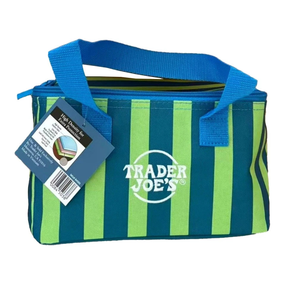 Trader Joe's Mini Insulated Summer Collection Tote - Striped Blue/Green