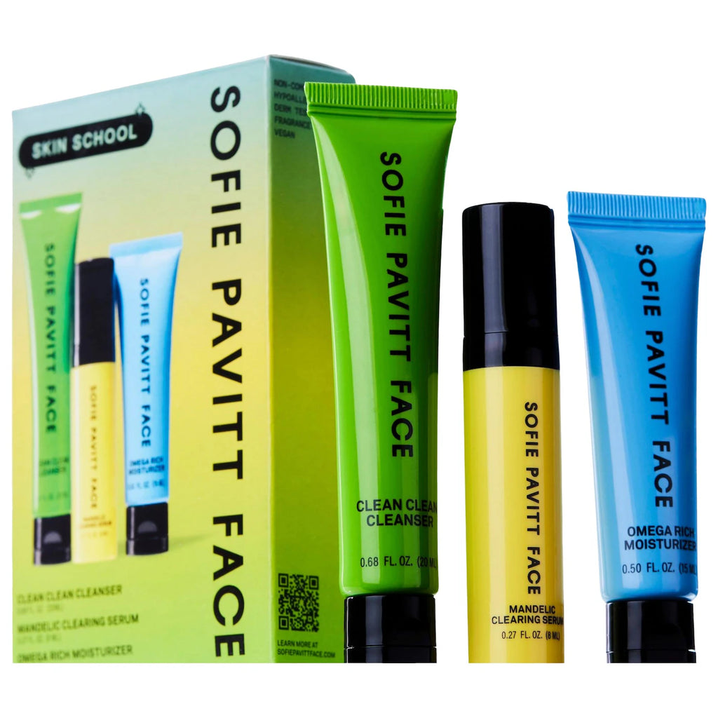 Sofie Pavitt Face The Skin School Set Cleanse, Treat & Hydrate Mini Set